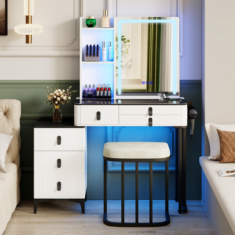 Latitude Run® Zijo Makeup Vanity with LED Light & Reviews